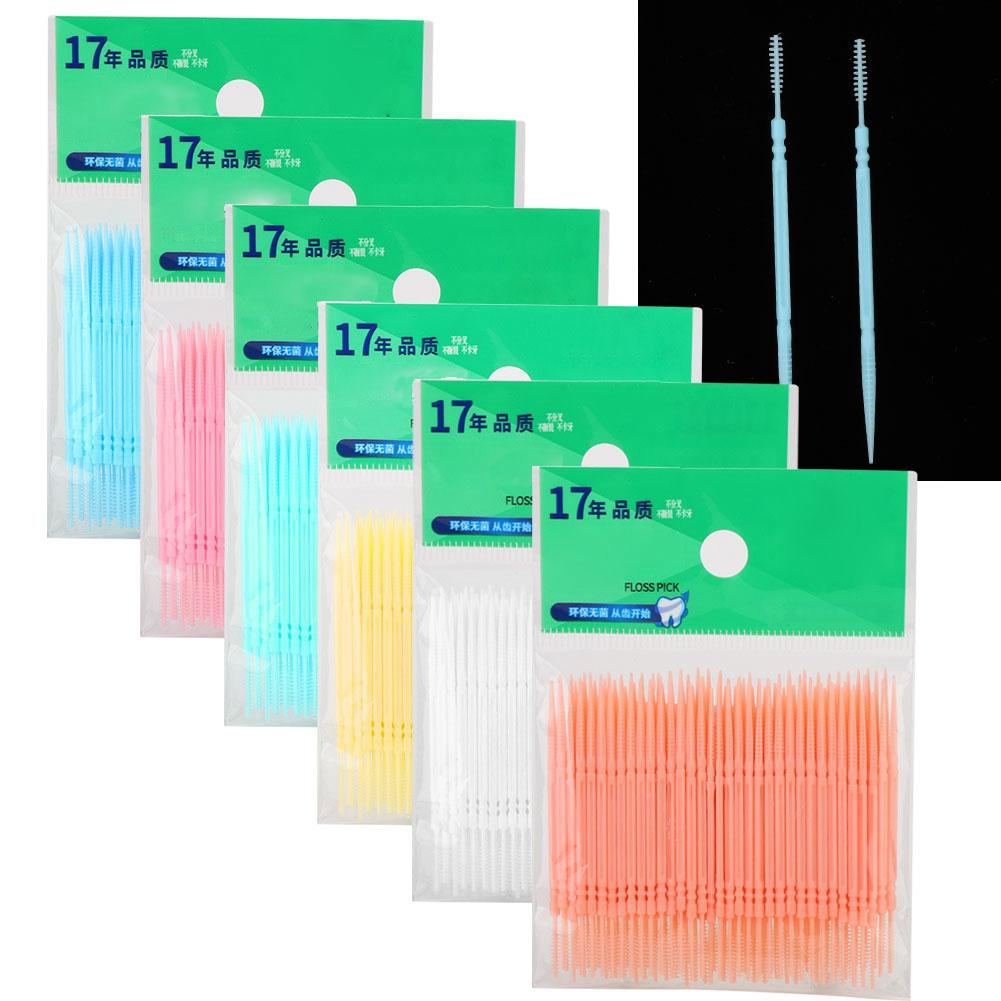 100pcs Bag Double Head Teeth Cleaning Toothpick Oral Care Floss Pick Toothpick