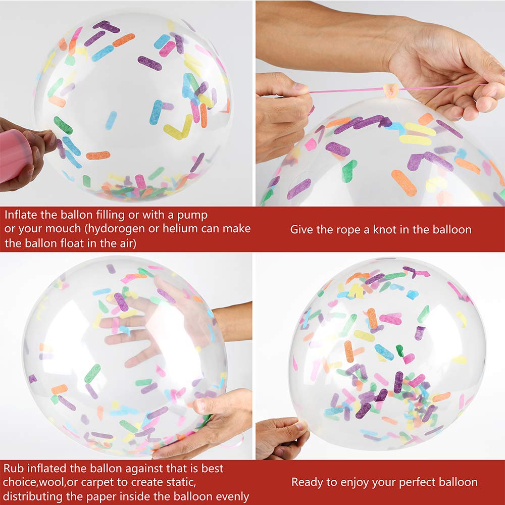 10pcs Confetti Balloons Birthday Wedding Party DIY Decoration 12inch Balloons Long Strips Paper Sprinkles Confetti Latex Balloon