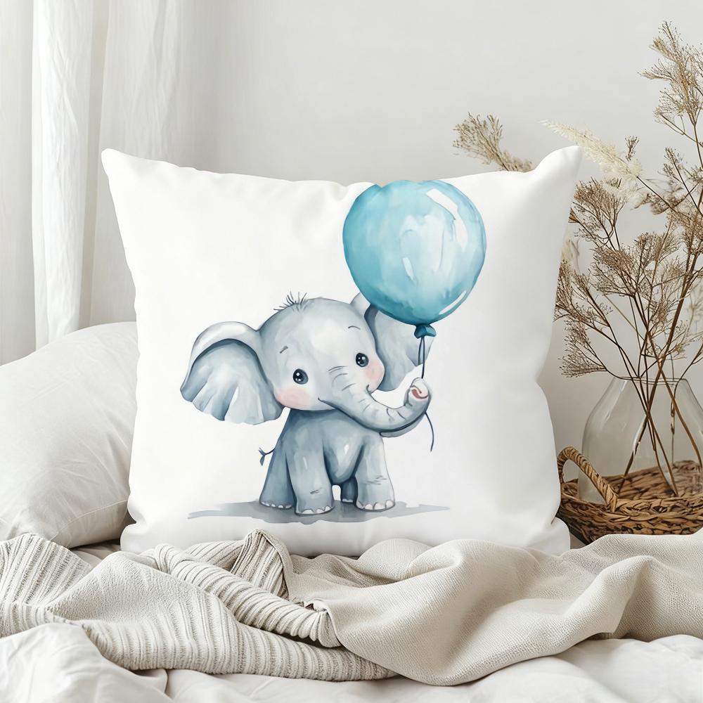 Watercolor Elephant Cute Art Pillow Case Sofa Living Room Bedroom Headboard Backrest Square Cushion Nap Time