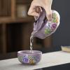 Ziru Travel Peony Tea Set Portable Tea Set One Pot Three Cups Carry-on Bag Set Travel Teacup Breaking Teapot