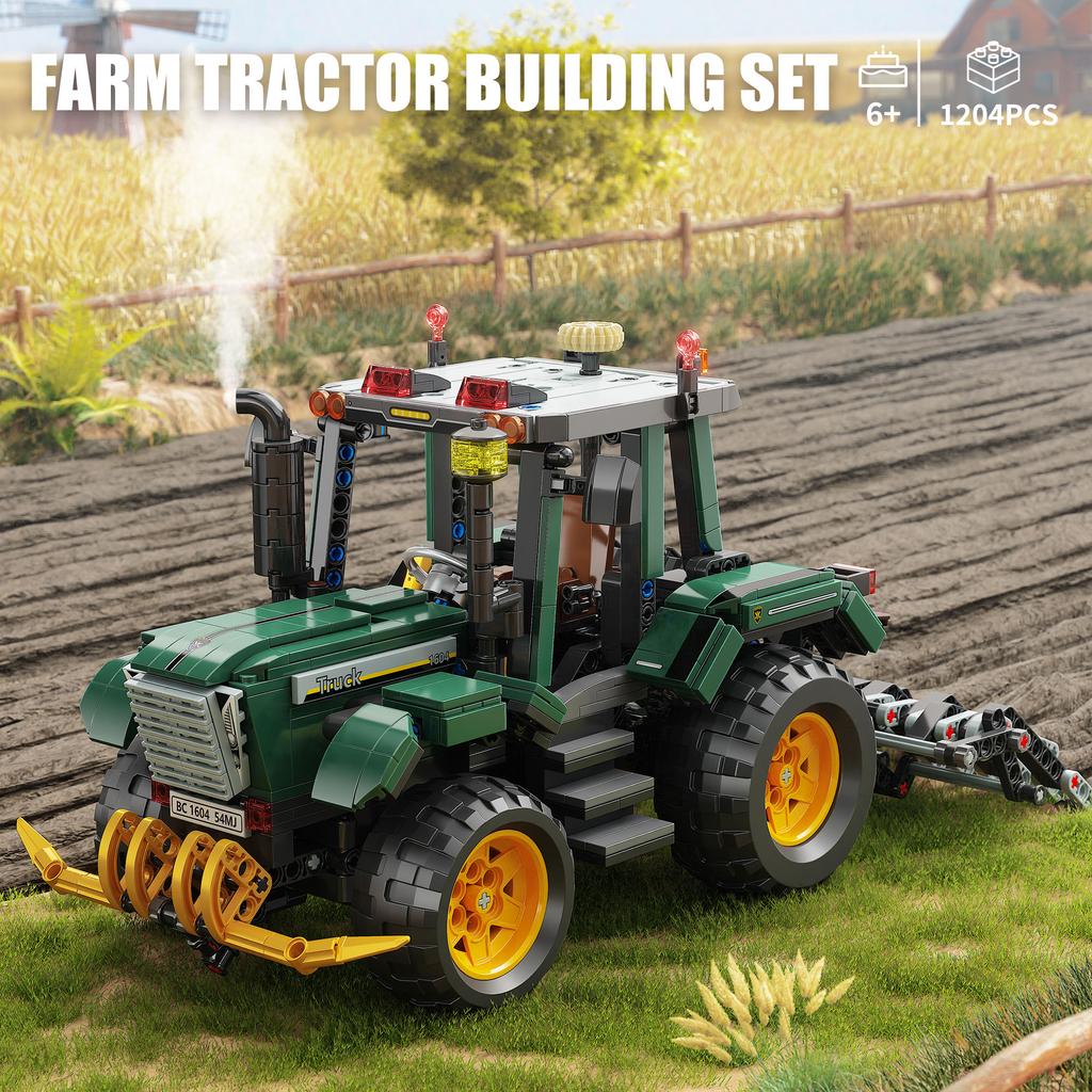 Non-Toxic 1204Pcs Farm Tractor Building Blocks Toys Model Tractor Assemble Puzzle Bricks Toy Sets For Kid Desktop Ornament Gifts