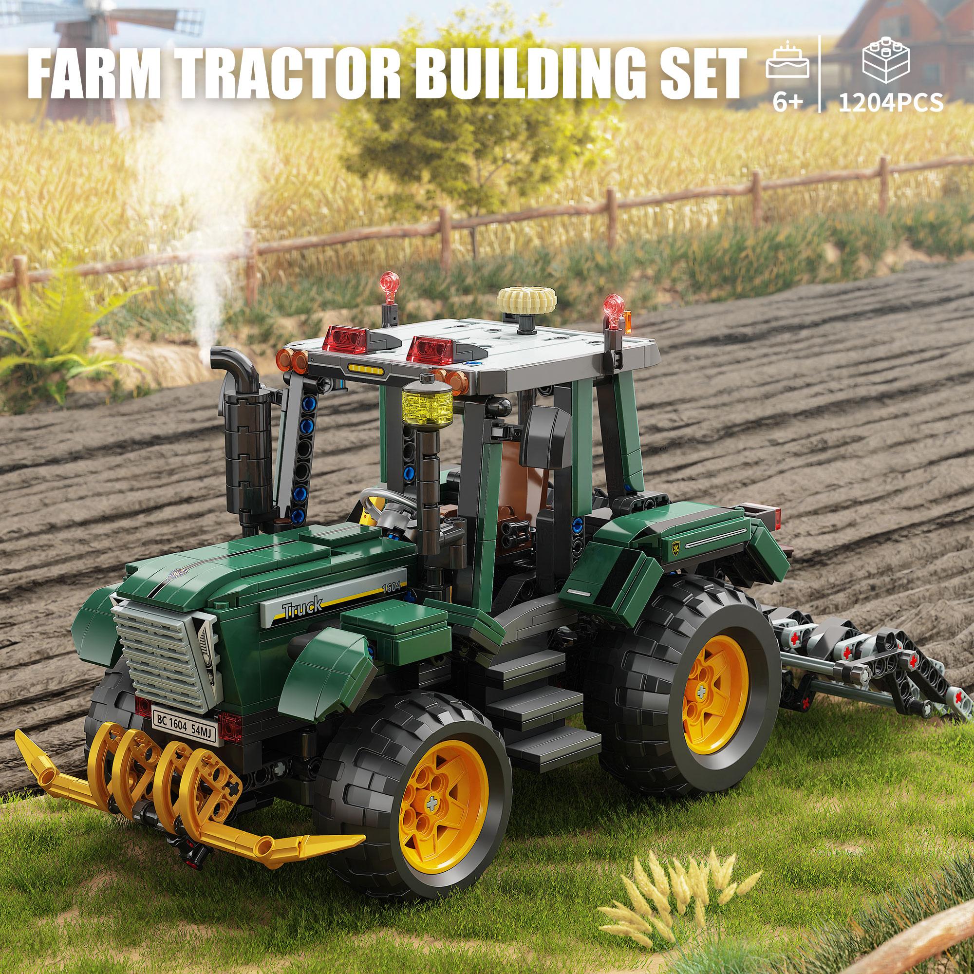Professional Fishing Unisex Kids 1204Pcs Farm Tractor Building Blocks Toys Model Tractor Assemble Puzzle Bricks Toy Sets For Kid Desktop Ornament Gifts