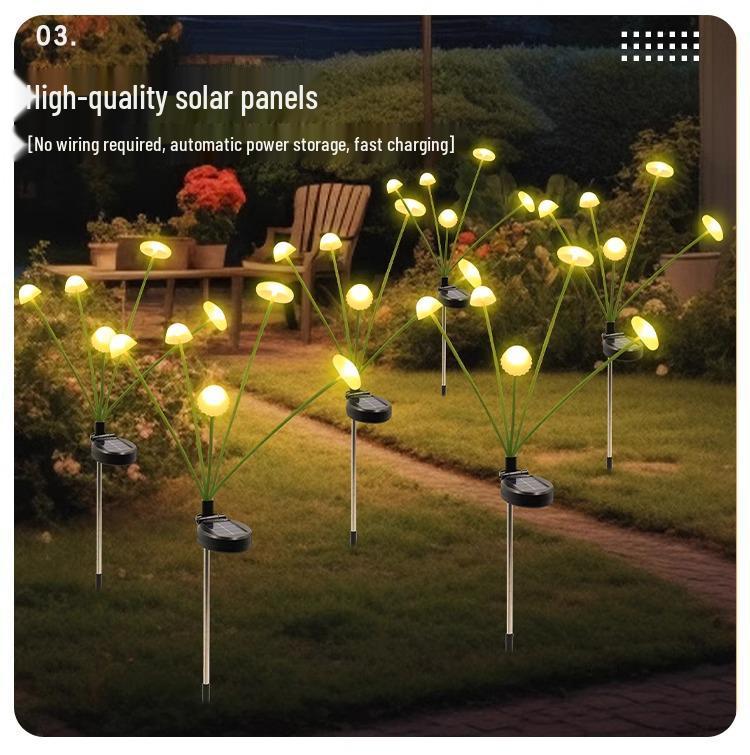 Pilzform Solar-LED-Lichterkette, Wasserdichte Outdoor-Campinglichter, Quallen-Design mit Windbetrieb