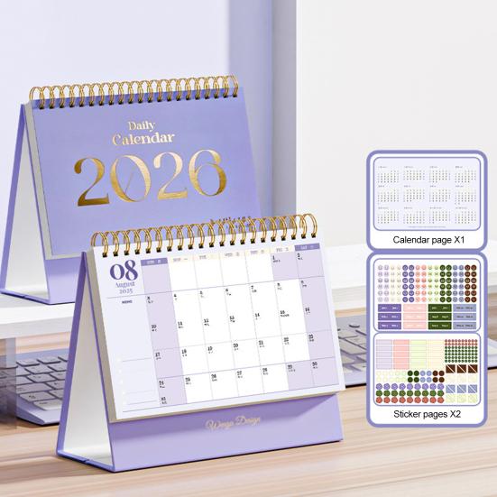 Mini stolní kalendář 2026 leden 2026 - prosinec 2026 12měsíční plánovač Dvojitá drátěná vazba Stojící překlápěcí Malý stolní kalendář pro domácí kancelář