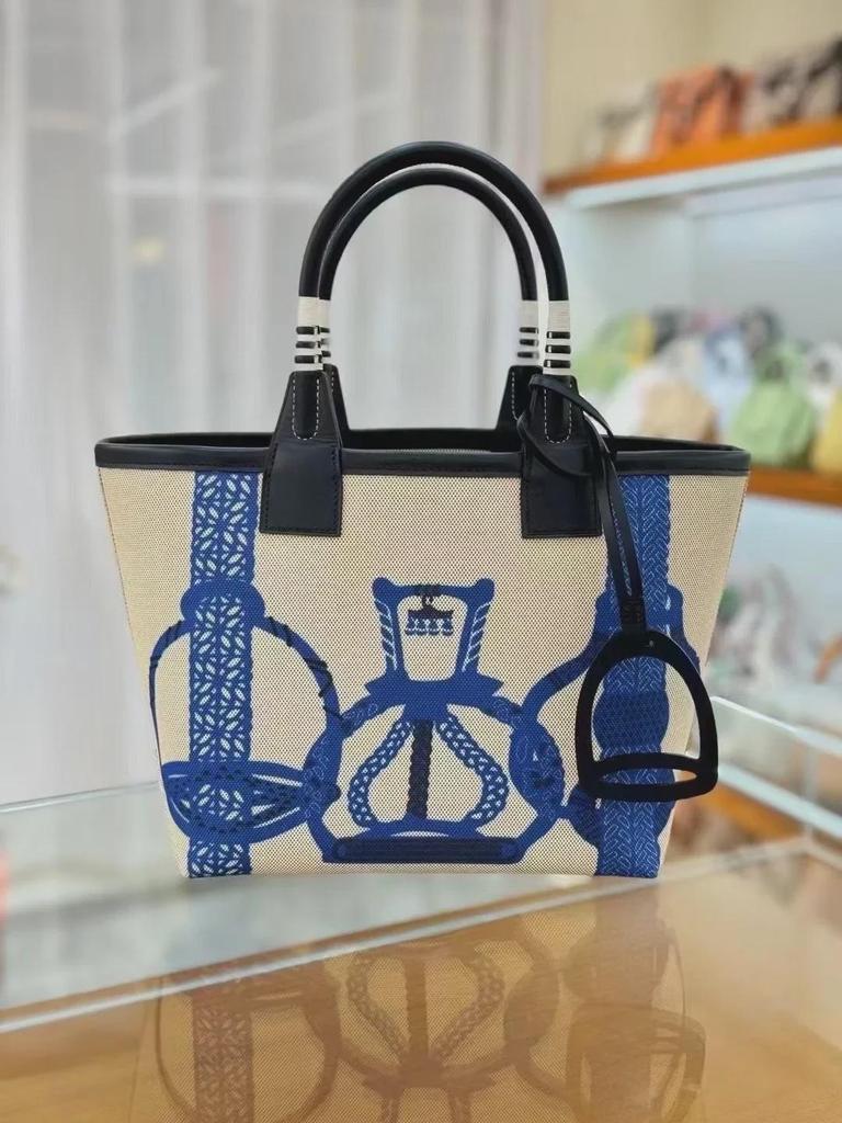 2025 Handmade Genuine Leather & Canvas Tote - Colorful Women's Garden Shopping Bag