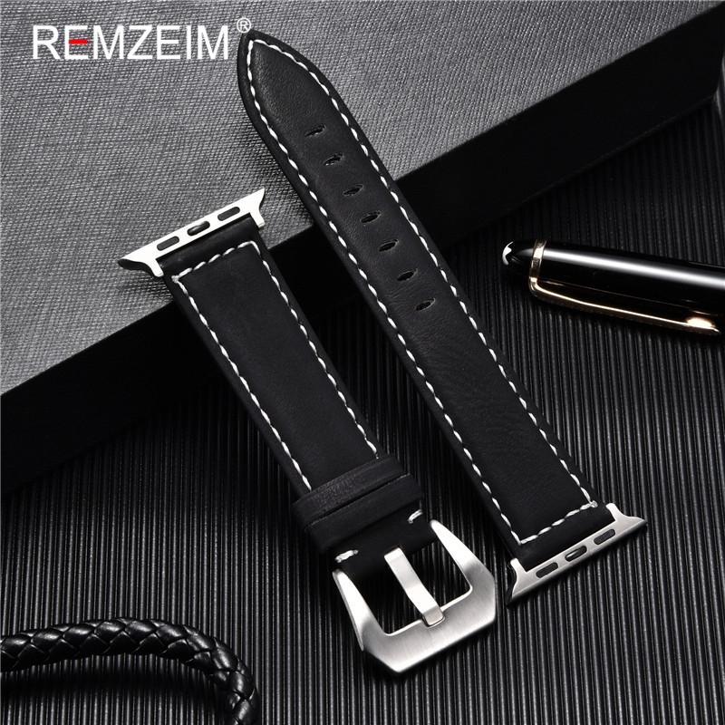 Leather Strap For Apple Watchband 41mm 42mm 38mm Watch Band 4 5 6 7 45mm 44mm 40mm iwatch Belt 3/2/1 Bracelet Black Blue Green