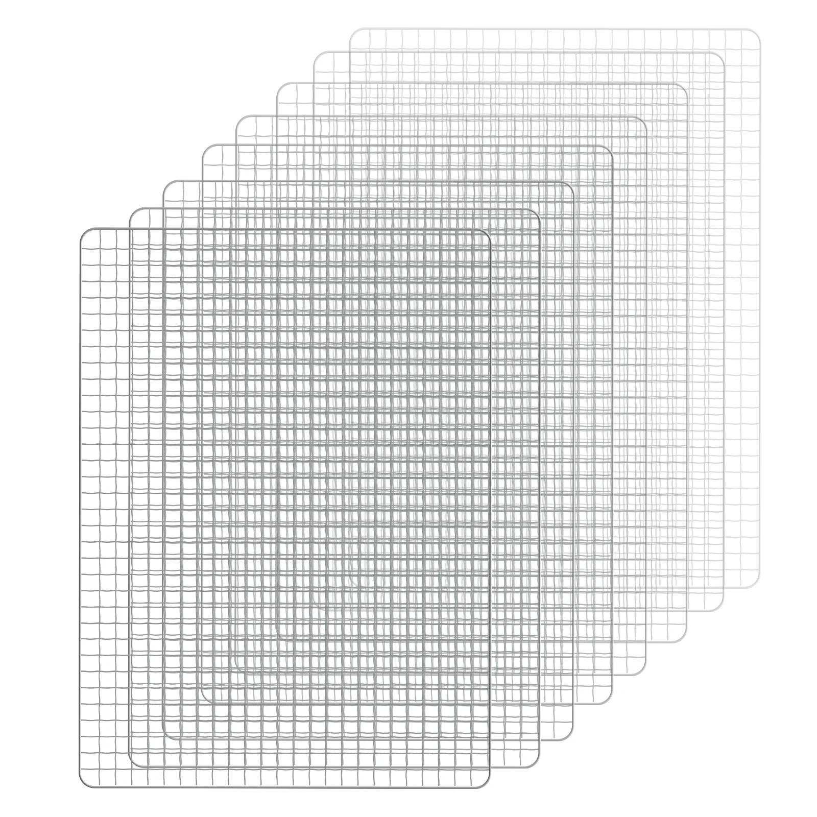 

8Pcs BBQ Mesh Grill Mat Rectangular Mesh Grilling Mats Nonstick Mesh Grill Topper Reusable BBQ Grill Topper Temperature серебряный