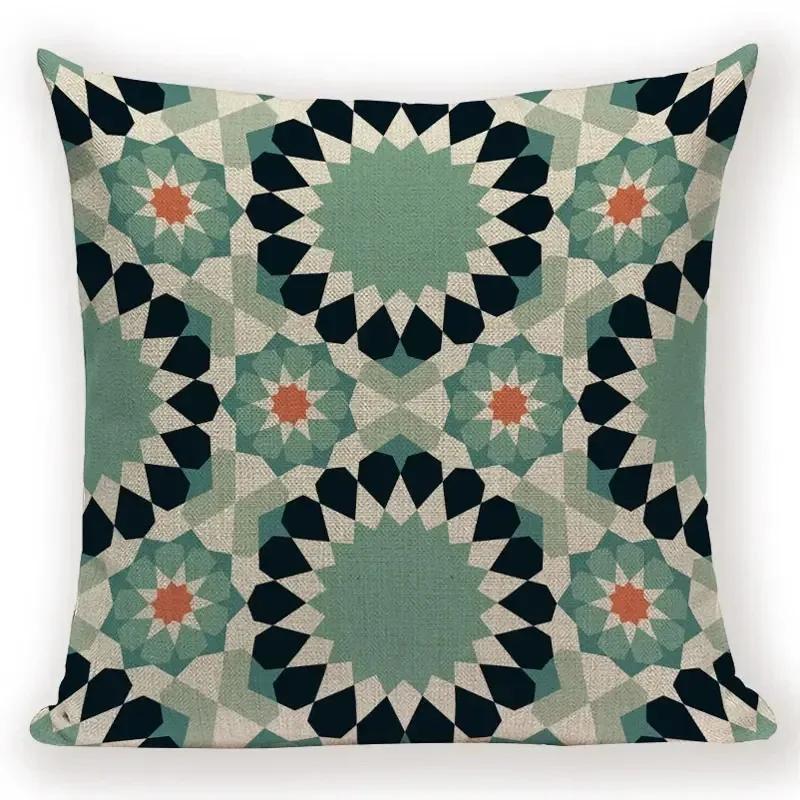 

Boho Retro Pillow Case Abstract Geometric Decoration Throw Pillows Square Cushion Cover Home Decoration Bed Sofa Cushions Cover 16x16Inch