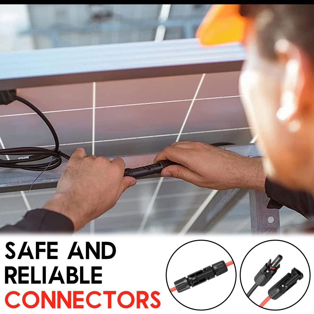 3M Solar Cable Solar Extension Cable AWG12/4mm with Double Ends Solar Connectors Waterproof for Home Boat RV Solar Panels