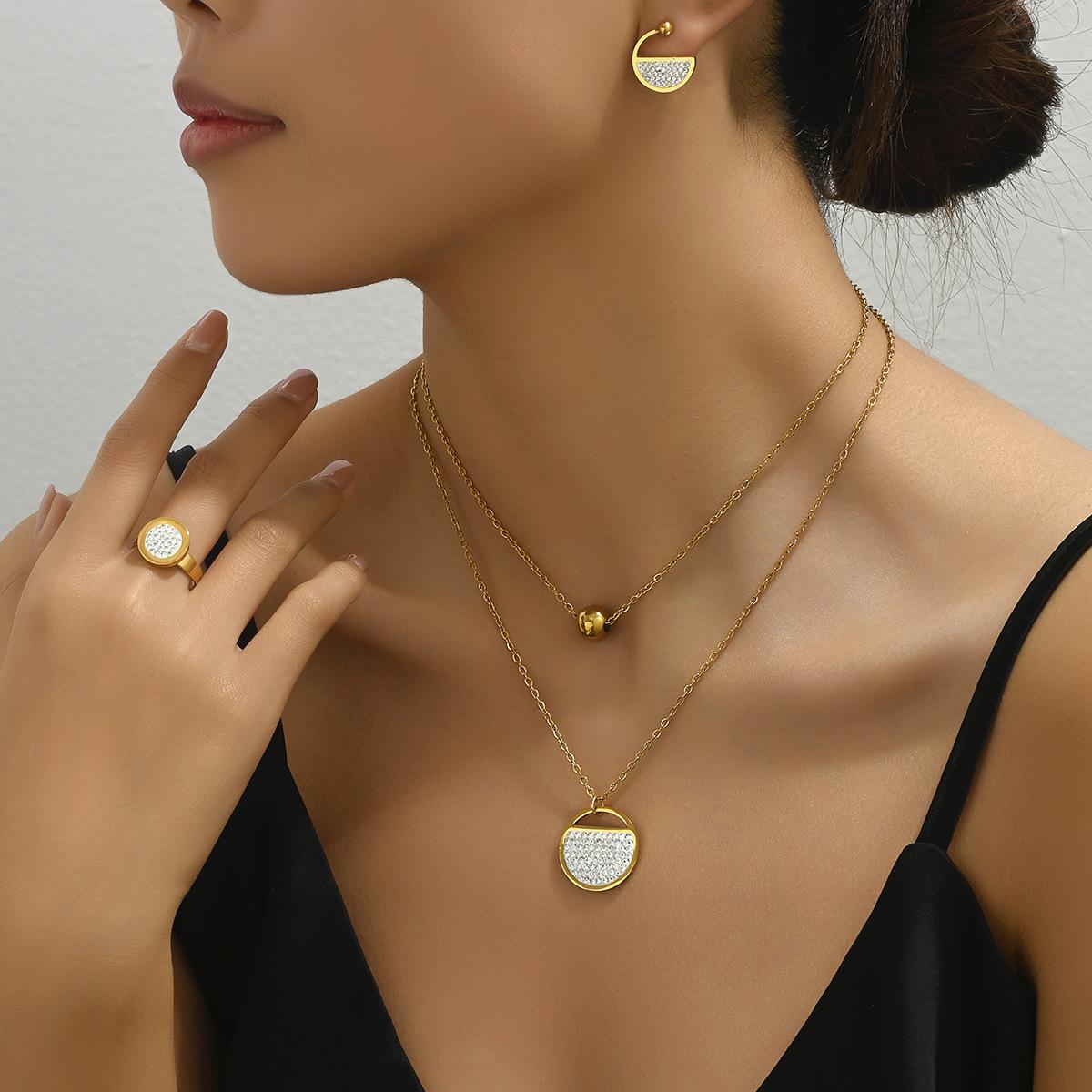 

Женские серьги и кольца Fresh Wind, комплект из ожерелья и колье, индивидуальная круглая цепочка с цирконием для ключицы, универсальные ювелирные изделия