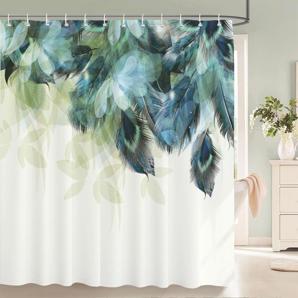 1Pcs elegant rose flower printed fabric waterproof shower curtain, romantic and fashionable rose bathroom decoration, with hooks