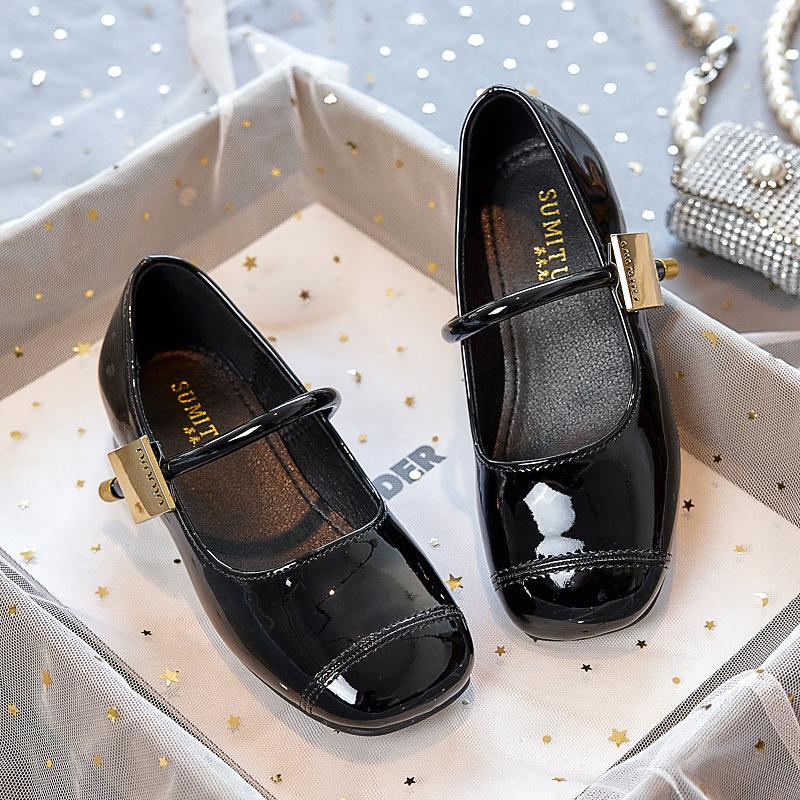 Girls' high heels, children's princess small leather shoes 2025 spring and autumn new Mary Jane patent leather soft-soled baby shoes