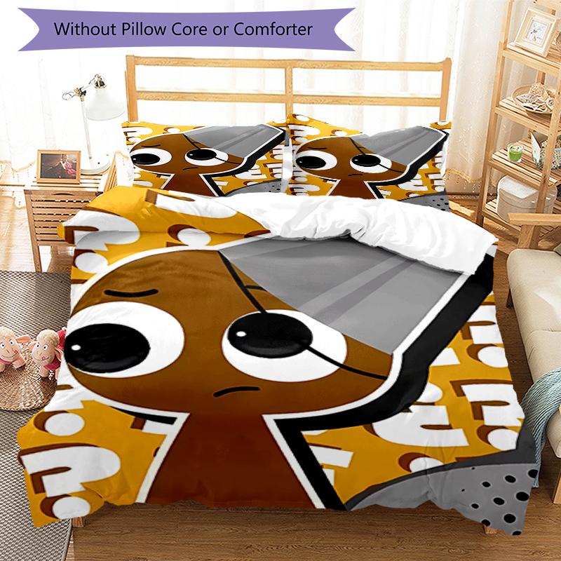 3pcs Sprunki9 pattern bedding set duvet cover set includes duvet cover &pillowcases, perfect all season bedroom decoration & gift