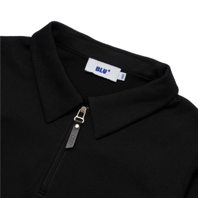 Blu DoT 7 8 Sleeve EssenTial Collar T shirT Bk
