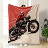 Vintage Motorcycle Rider Art Design Patterned Flannel Blanket Perfect for the Bedroom Living Room, Sofa, or a Little Nap