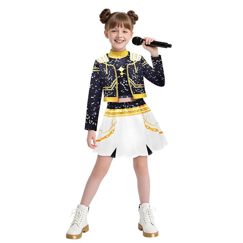 Costume da Cosplay Kpop Hunters Stage per Bambine Ragazze Anime Hunters Outfit da Cosplay Parrucca Completo Costume da Gioco di Ruolo per Feste di Halloween