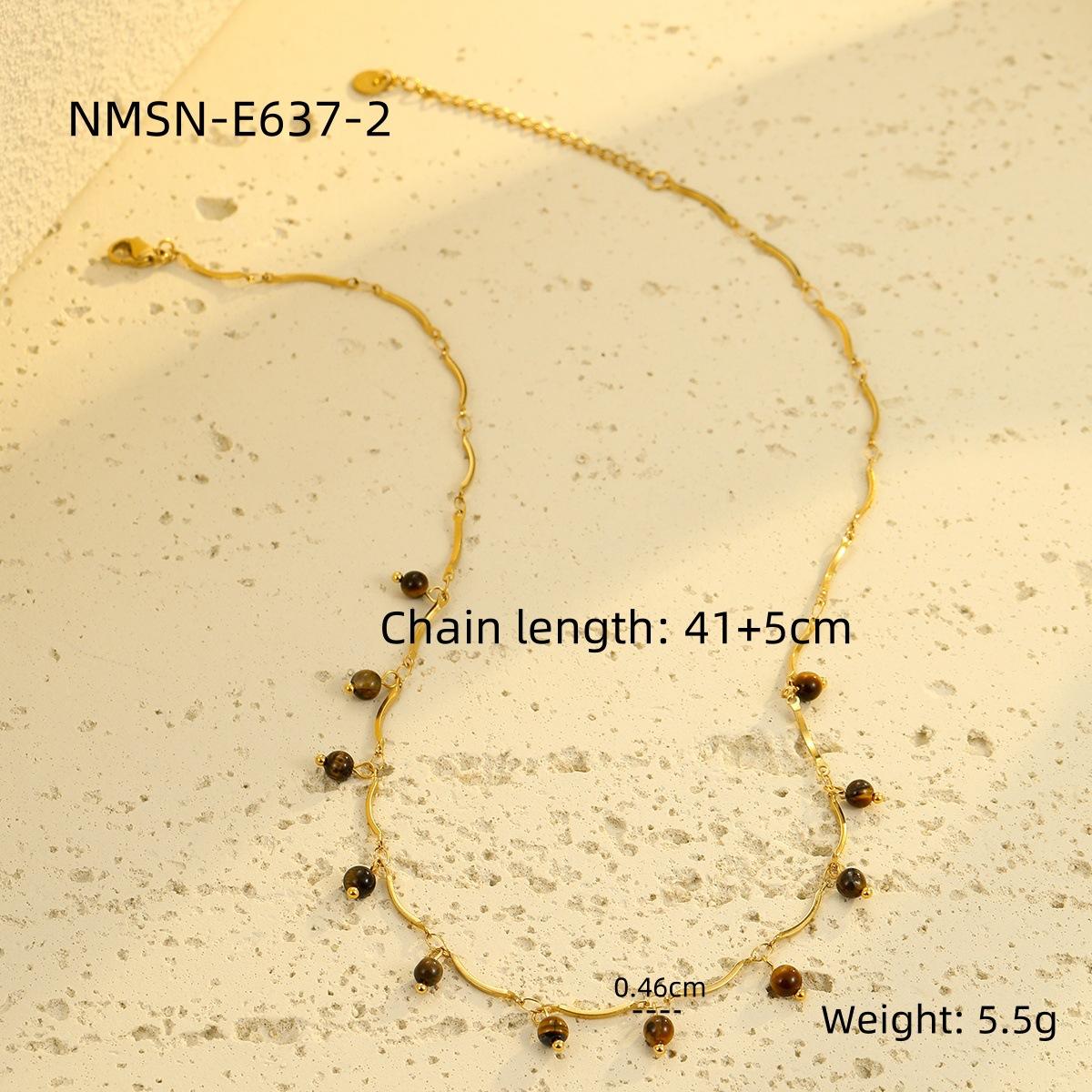 GEMCHIC Women s Stainless Steel Tiger Eye Tassel Drop Necklace Titanium Steel Choker Chain Fashion Jewelry