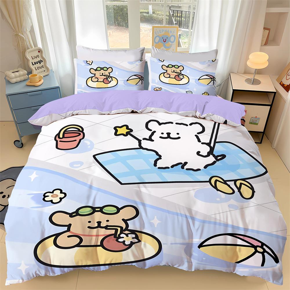 Comforter New Cartoon Puppy Bedding Set 3D Digital Printed Pug Anime Kids Adult Size