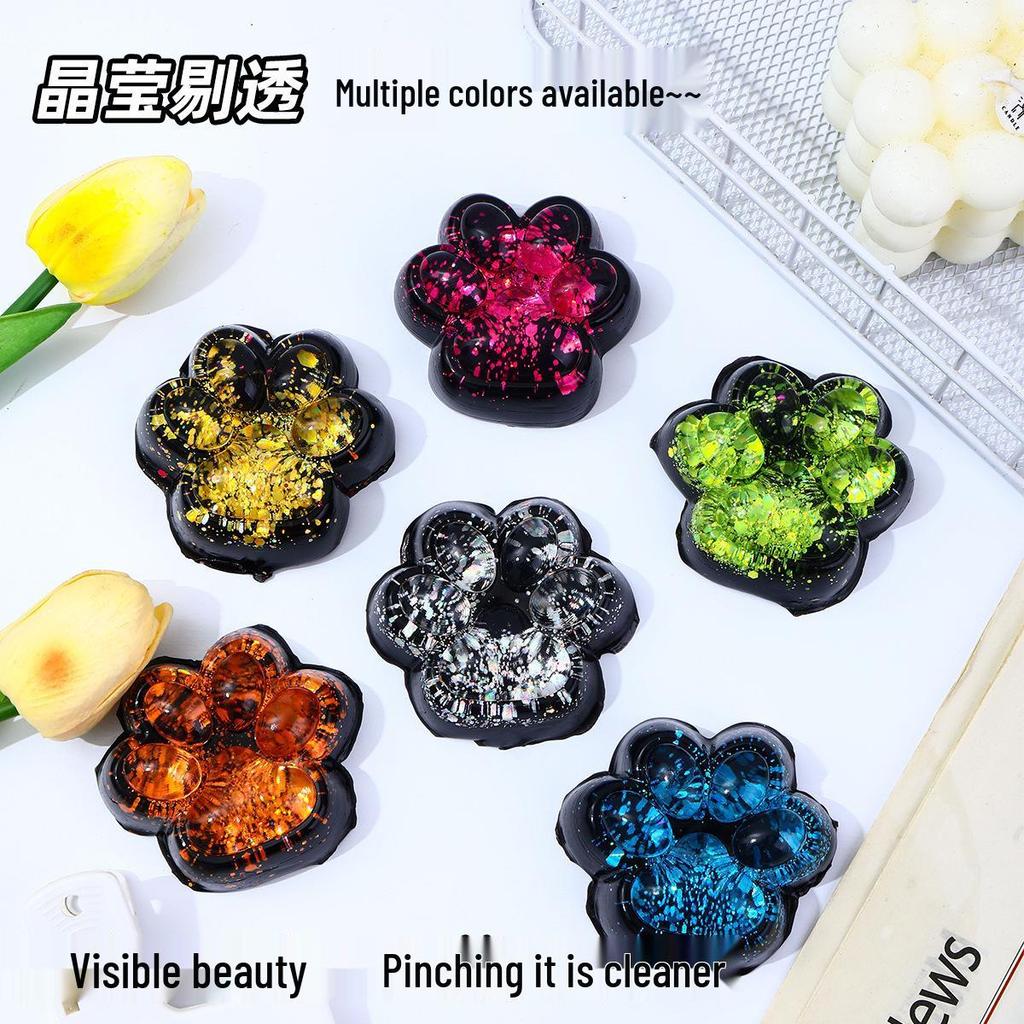 Sequin Aurora Cat Paw Squishy Stress Relief Toy