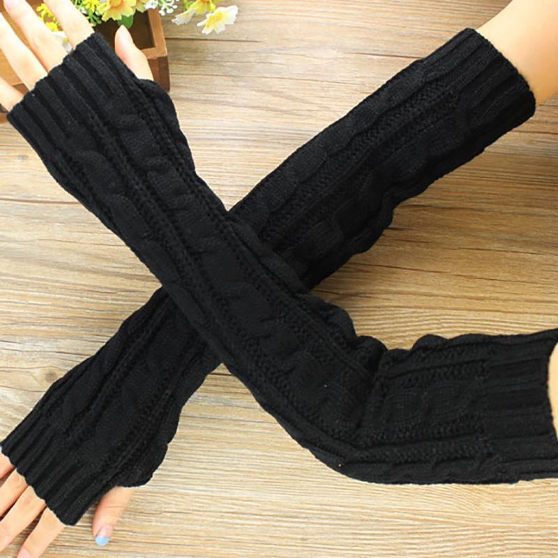 Winter Women's Mitten Knitted Arm Warmers Long Fingerless Gloves Wrist Elbow Oversleeves for Girls Clothes Punk Gothic Mittens