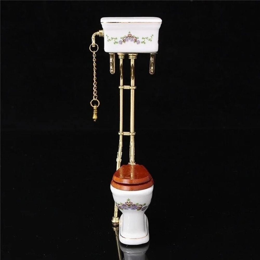Simulation Miniature Bathroom Toilet White Porcelain Mini Toilet Furniture  Decoration