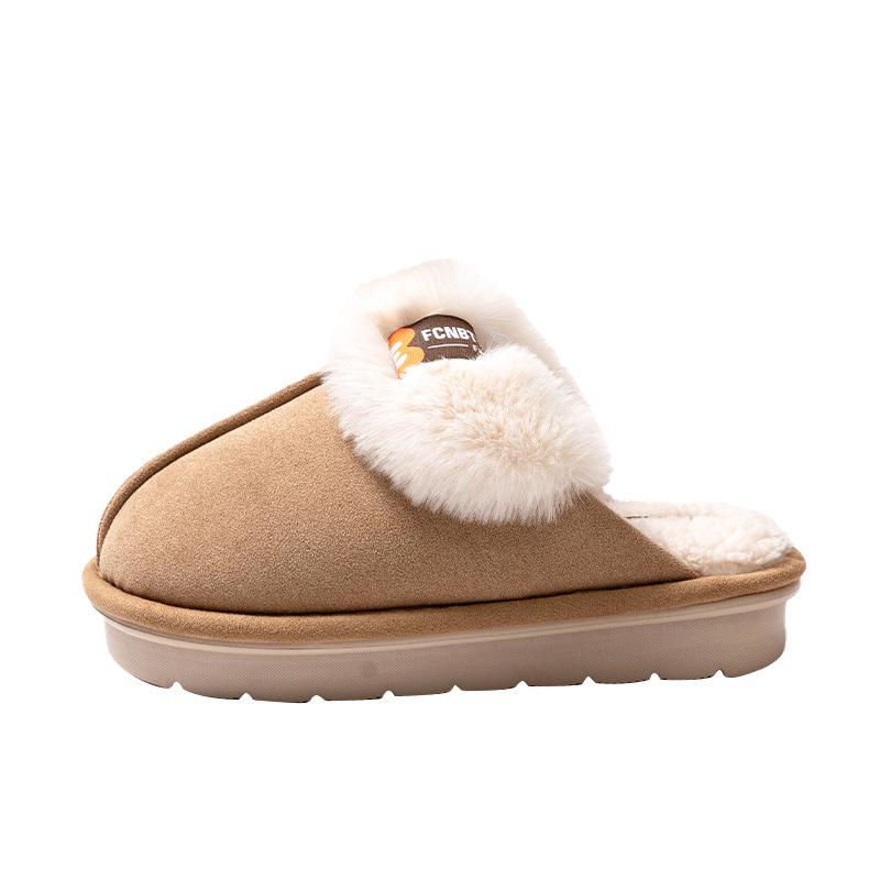 Suede Cotton Slippers Autumn and Winter 2025 New Warm Plush Indoor Home Thick Bottom Outer Wear Fluff Mop