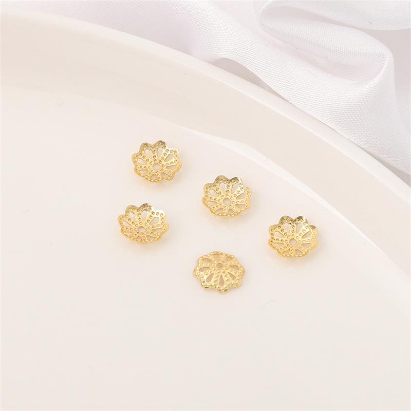 14K Gold Filled Flower Cap Bracelet DIY Jewelry Accessories with White Gold Beaded Spacers