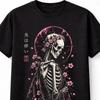 Sakura Skeleton Japanese Horror Anime Graphic Black Unisex TShirt
