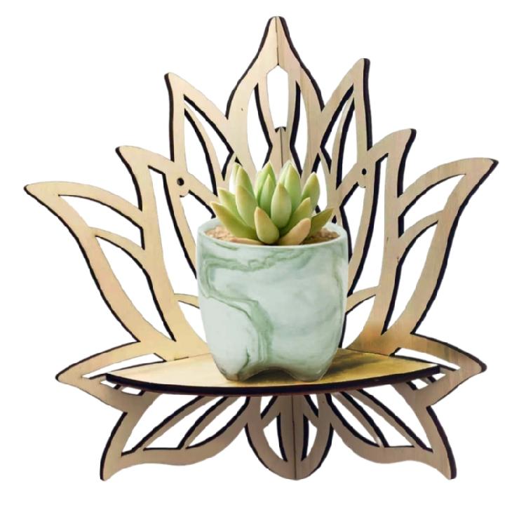 Hollowed Flower Corner Shelves Wood Floating Wall Shelf Plant Display Corner Shelves Organizers Storage Rack Home Decors