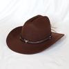Nuovo Cappello da Cowboy Western Vintage per Uomo Gentleman Donna Jazz Cowgirl con Pelle a Falda Larga Cloche Cappelli Sombrero Hombre