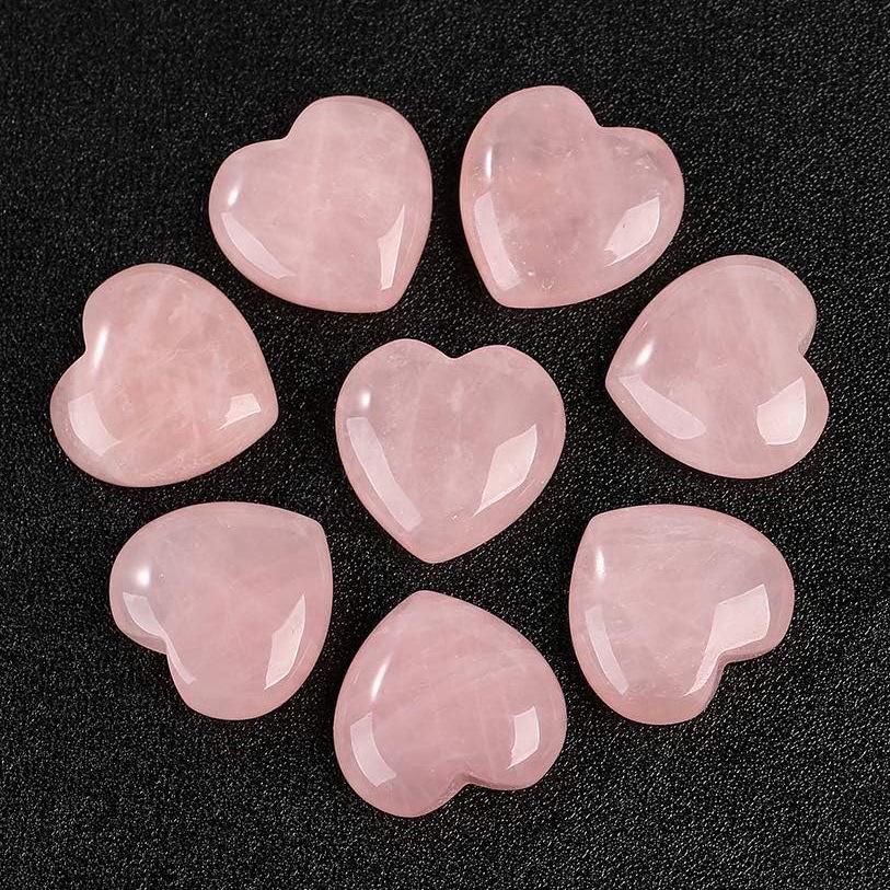 Natural Rose Quartz Heart Stone 25mm - Gemstone Energy Peach Heart Ornament for Crafts