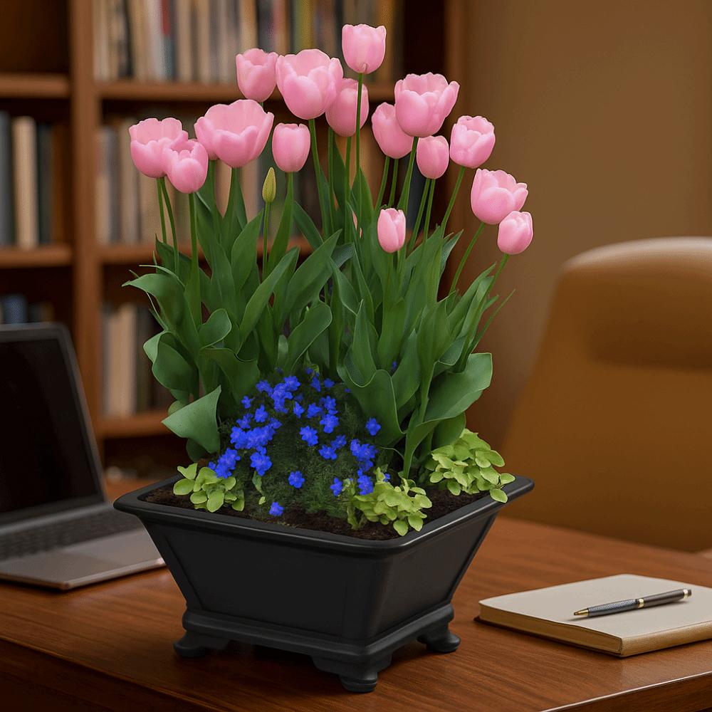 Durable Thick Four Sided Basin Imitation Purple Clay Bonsai Tray Pots Simple Plants Pots Gardening