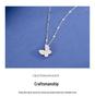 S925 Sterling Silver Diamond Butterfly Necklace - Women's Elegant Fairy Clavicle Chain Birthday Gift.