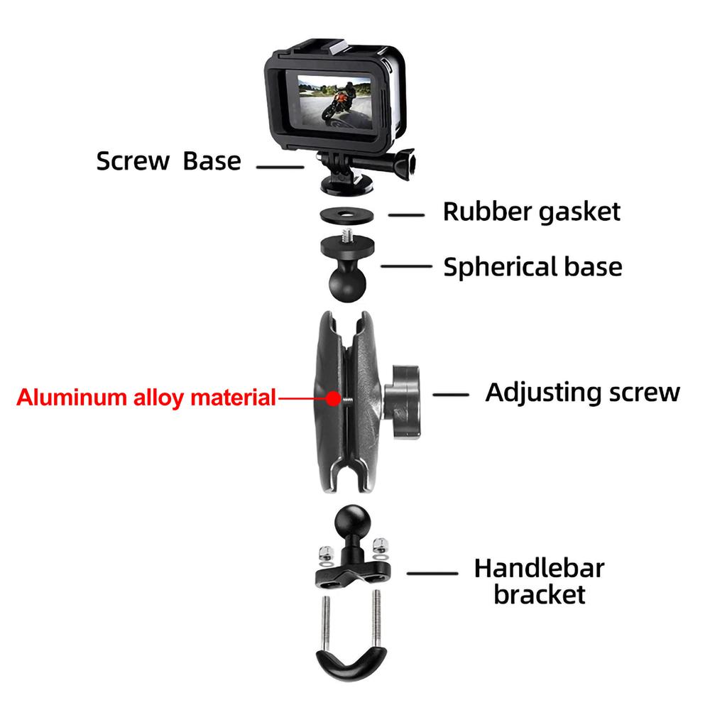 Motorcycle Handlebar Mount Aluminum Holder for GoPro Hero 13 12 11 10 9 Insta360 AKASO SJCAM DJI Osmo Action Camera Accessories