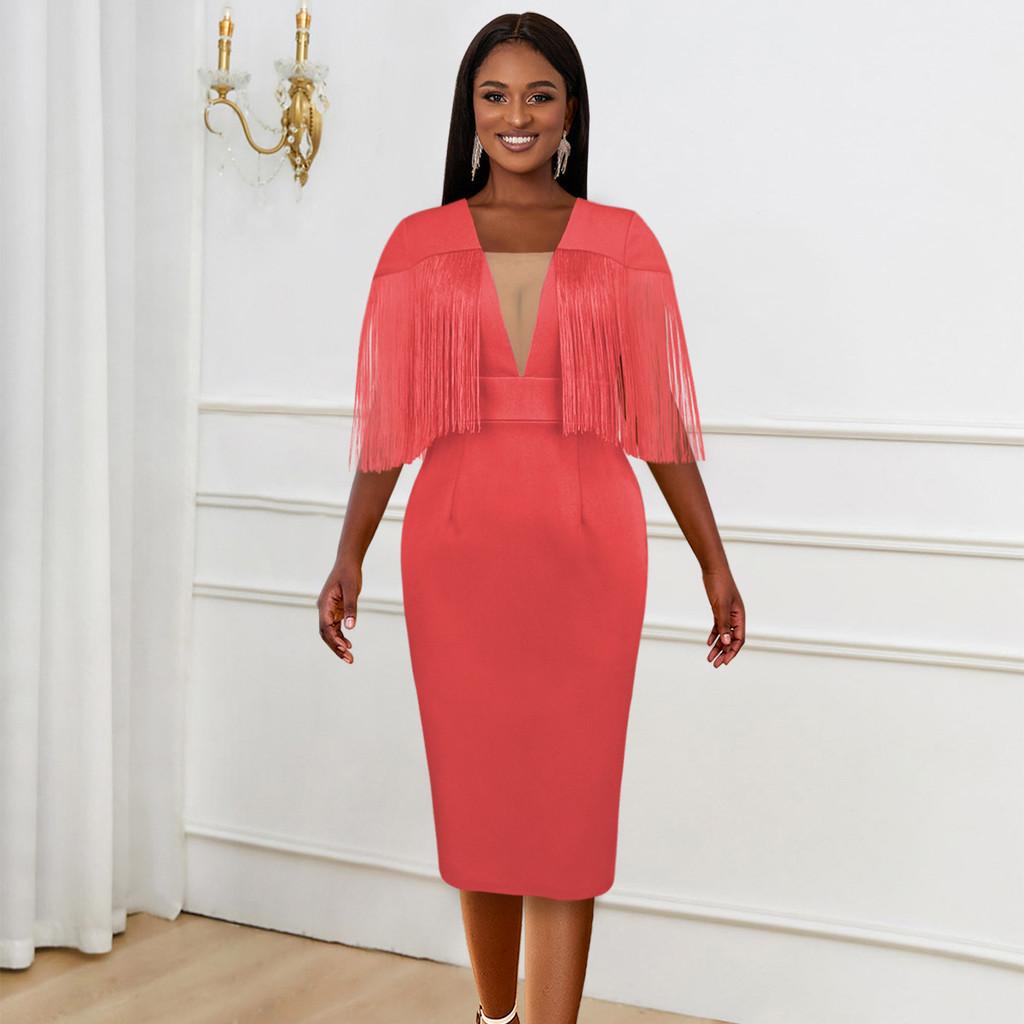 

Модные женские элегантные короткие рукава сетчатые кисточки невесты подружки невесты свадебные миди длинное платье вечерние платья