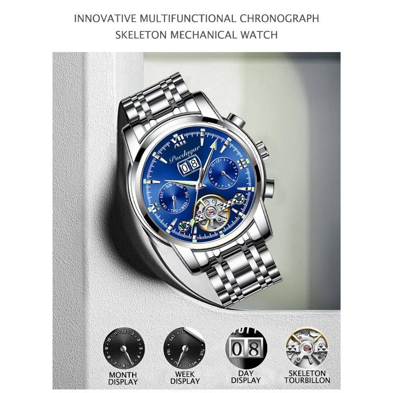 POEDAGAR Business Watch Men Luxury Fashion Stainless Steel Sport Watches Masculino