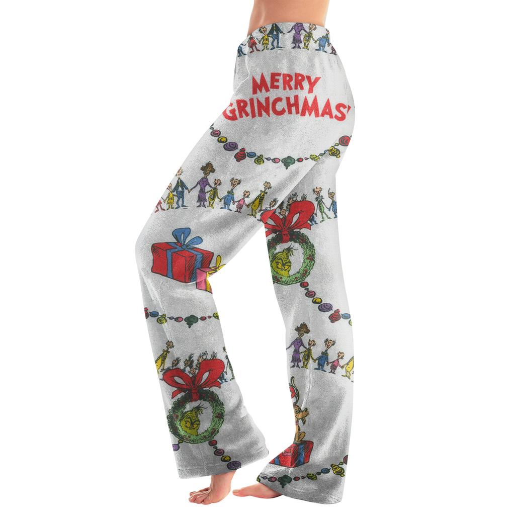 Women  Winter Print Pants Full Length Long Trousers Sports Pants