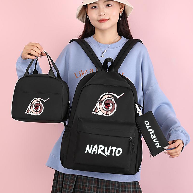 3Pcs/set Anime Naruto Backpack with Lunch Bag for Girl Boy Student Back To School Bookbag Schoolbag Men Women Leisure Travel Bag