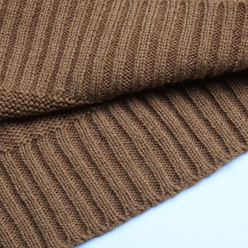 Autumn Winter Chic Solid Knitted Sweater Dress Full Sleeve High Collar Thick A-line Long Pullover