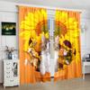 2 Pieces - Sunflower - Printed Curtain - Polyester Material - for Bedroom Living Room Study Anti-privacy Curtain