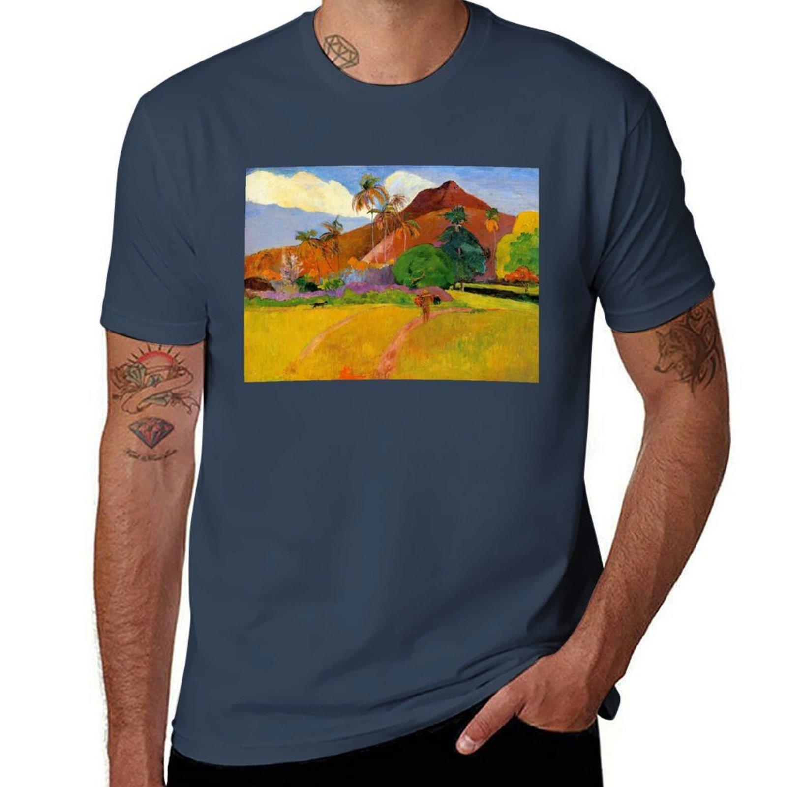 Mountains In Tahiti Paul Gauguin Tshirt Sporty Breathable Short Sleeve Tshirt S