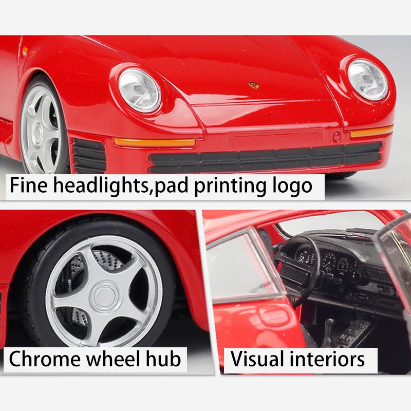 1/24 skala WELLY Porsche 959 aluminiowy Model samochodu Diecasts metalowe pojazdy zabawkowe Model samochodu wysoka kolekcja symulacyjna prezenty dla dzieci