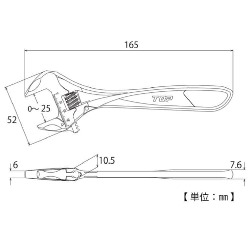 TOP Industrial Hyper Monkey ZERO Zero-Backlash Wide Adjustable Wrench, 0-25mm Opening, Zero-Backlash Worm, HM-25, Made In Tsubame-Sanjo, Japan