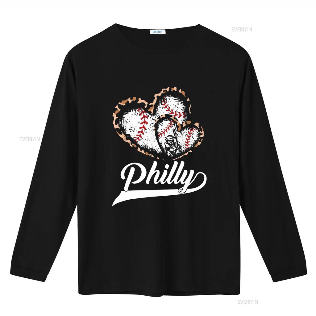 Vintage Philly Baseball Leopard Heart Fans T Shirt Black X Large Vintage Washed Designer Clothes Breathable Stretched Homme