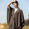 Wool Knit Shawl Sweater Coat: Women's High-End Fashion Cloak with Belted Loose Fit for Autumn & Winter