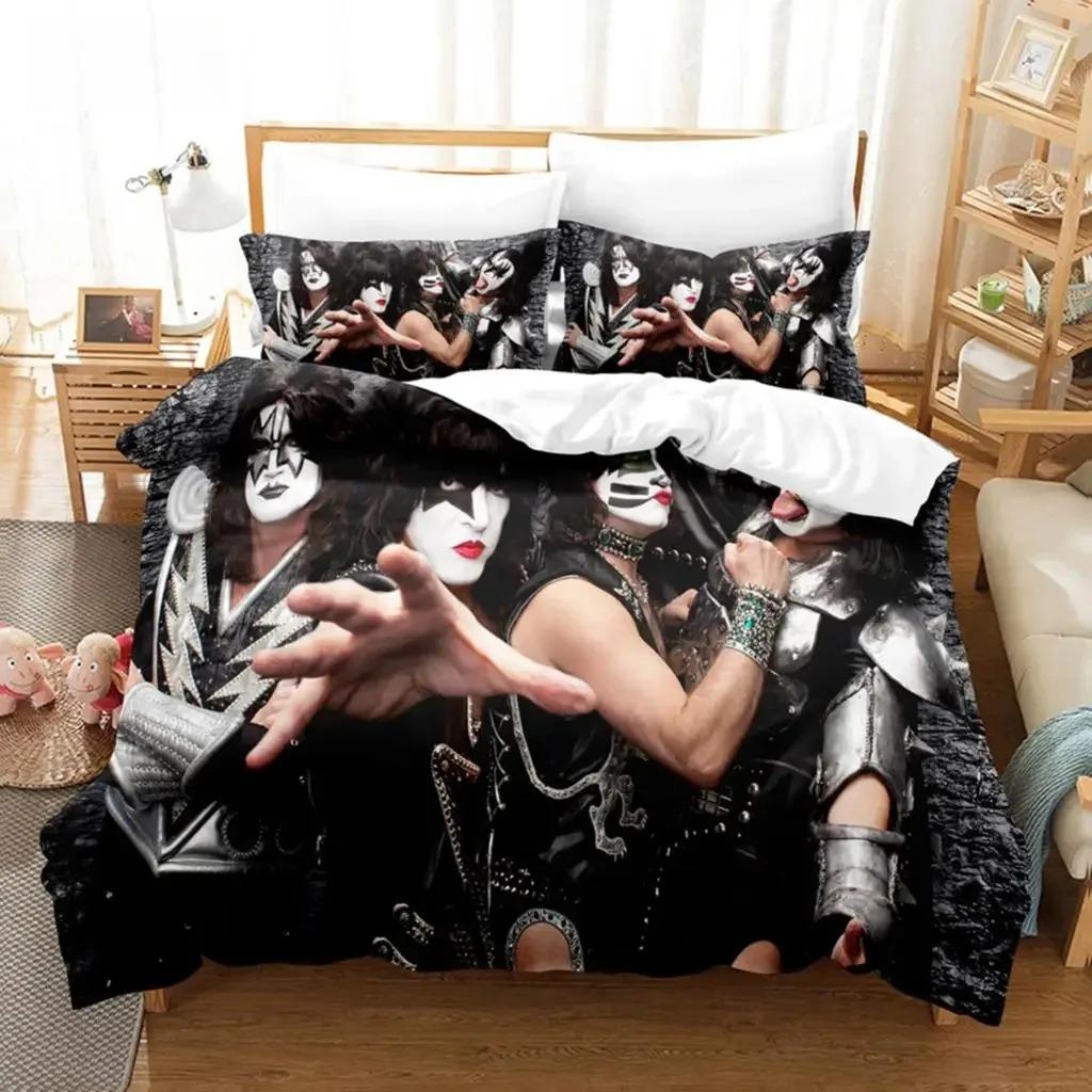 Comforter Kiss Band Bedding Set Single Rock Band Double Queen King Twin Size For Boys Adults Soft Gift