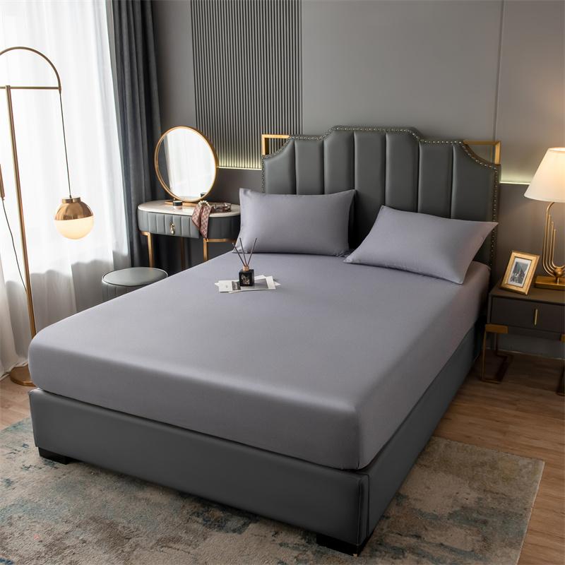 Bed Sheets Set with Pillowcase Single/Queen/King Fitted Bed Sheets with Elastic Band Solid Color Bed Sheets for Double Beds