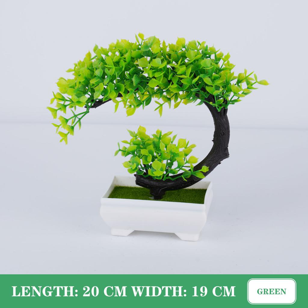 Künstliche Grüne Pflanzen Bonsai Tisch Topfpflanzen Ornamente Simulation Topfpflanzen Kunstblumen für Hotel Büro Zuhause Gartendekor