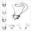 HX6F Retro Bat Wing Heart Pendant Matching Necklace 2x/Set Couple Necklace for Friend