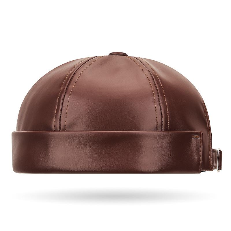 Northwood All Seasons PU Leather Tang Hat for Men Women Fashionable Retro Elegant Simple Melon Skin Faux Leather Landlord Hat